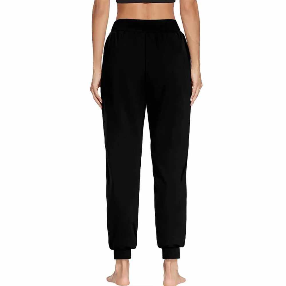 Classic Solid Color Black Casual Elastic Drawstring Pants
