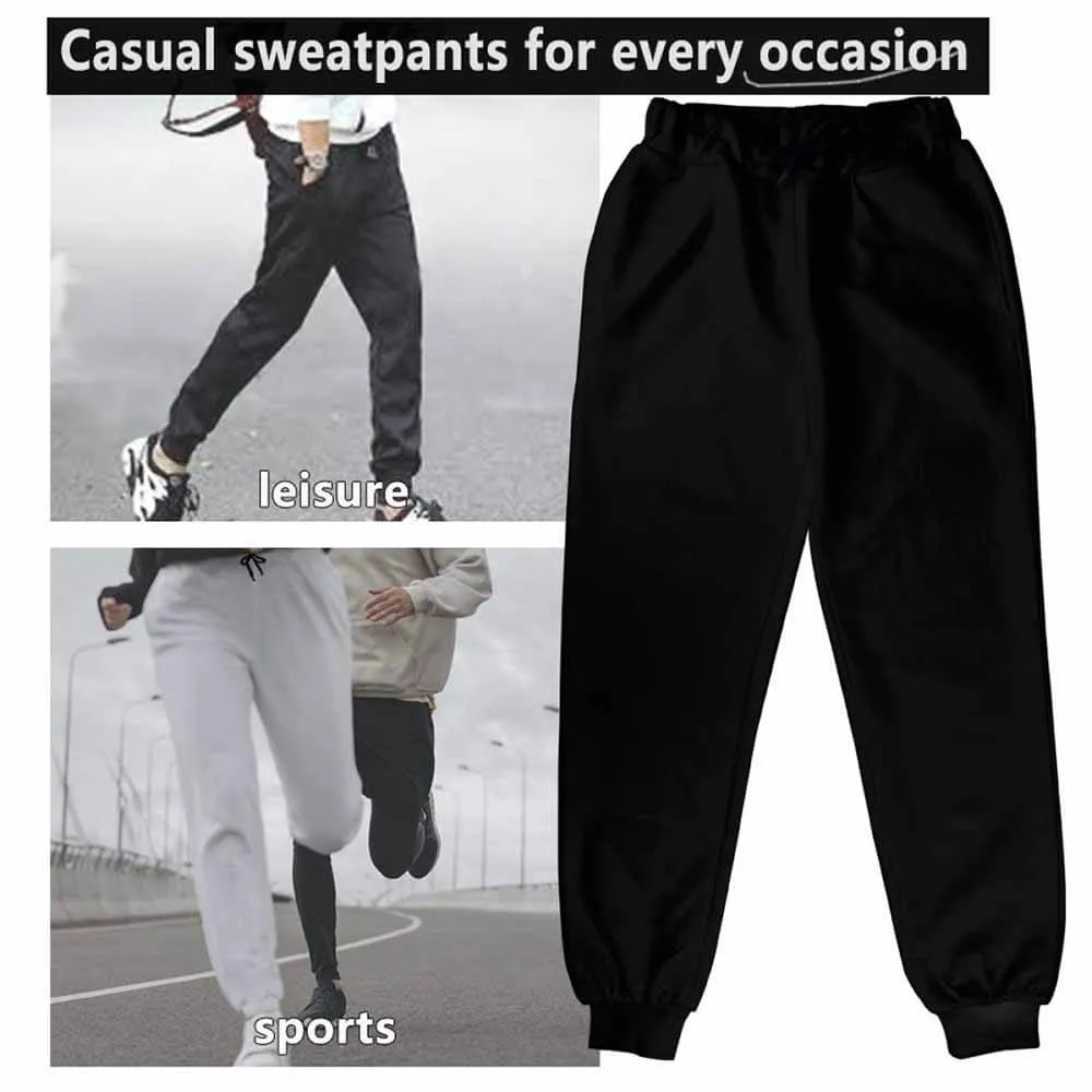 Classic Solid Color Black Casual Elastic Drawstring Pants