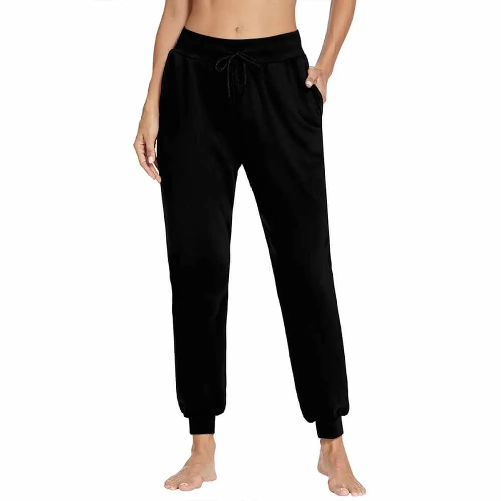 Classic Solid Color Black Casual Elastic Drawstring Pants