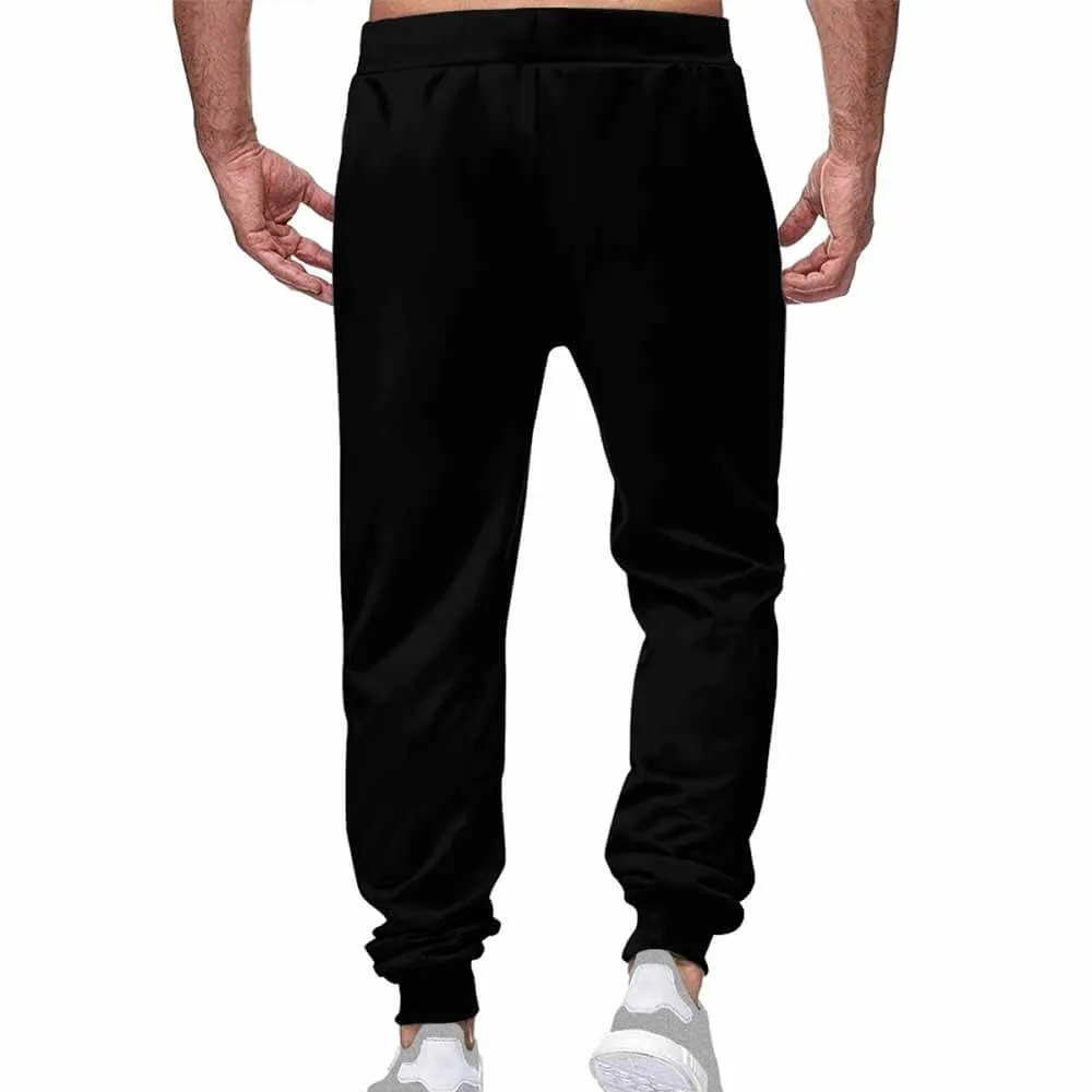 Classic Solid Color Black Casual Elastic Drawstring Pants