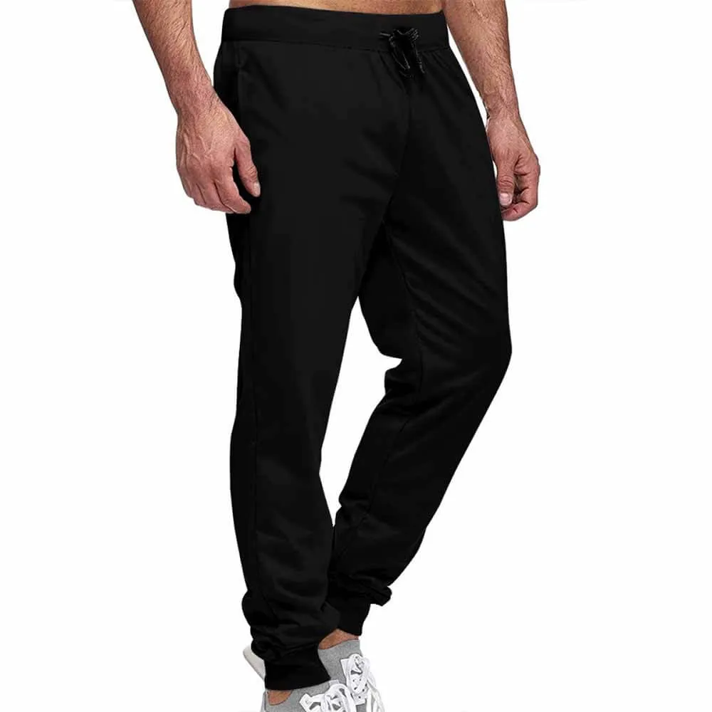 Classic Solid Color Black Casual Elastic Drawstring Pants