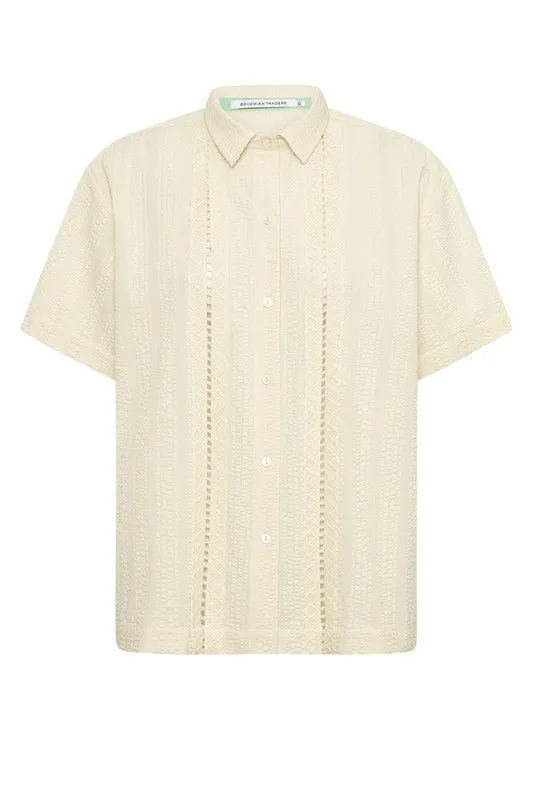 Cloud Trim Short Sleeve Cotton Shirt