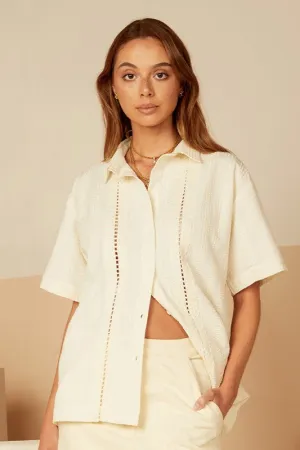 Cloud Trim Short Sleeve Cotton Shirt