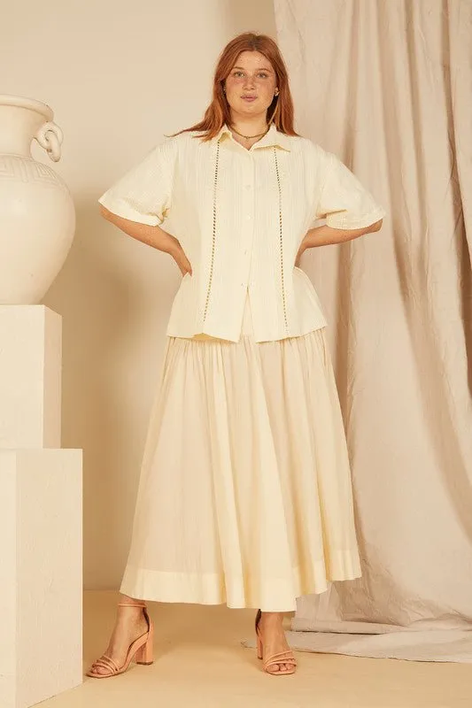 Cloud Trim Short Sleeve Cotton Shirt