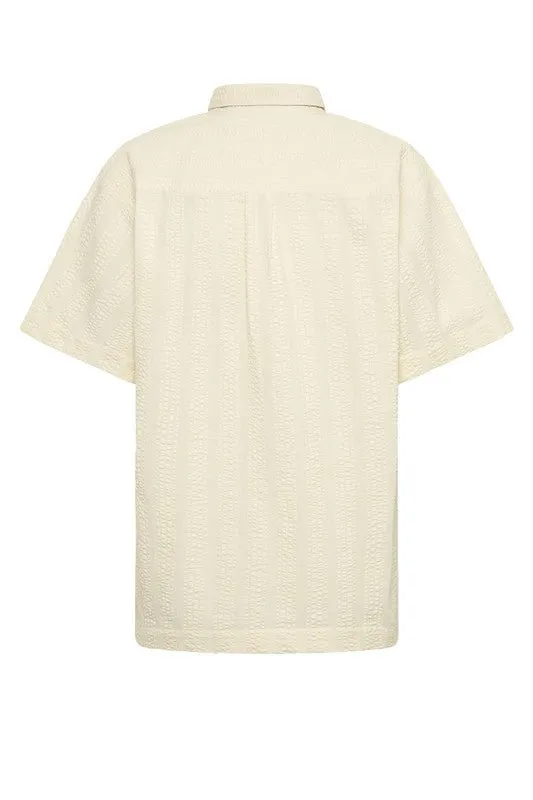 Cloud Trim Short Sleeve Cotton Shirt