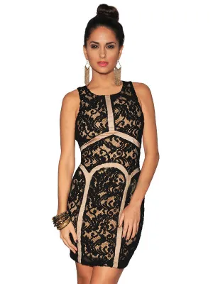 Curve-flattering Lined Lace Vintage Dress