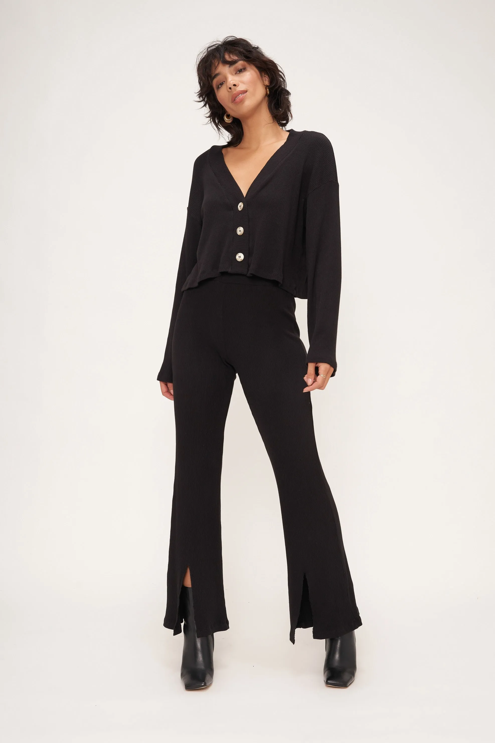 Dylan Rib Button Front Cardi