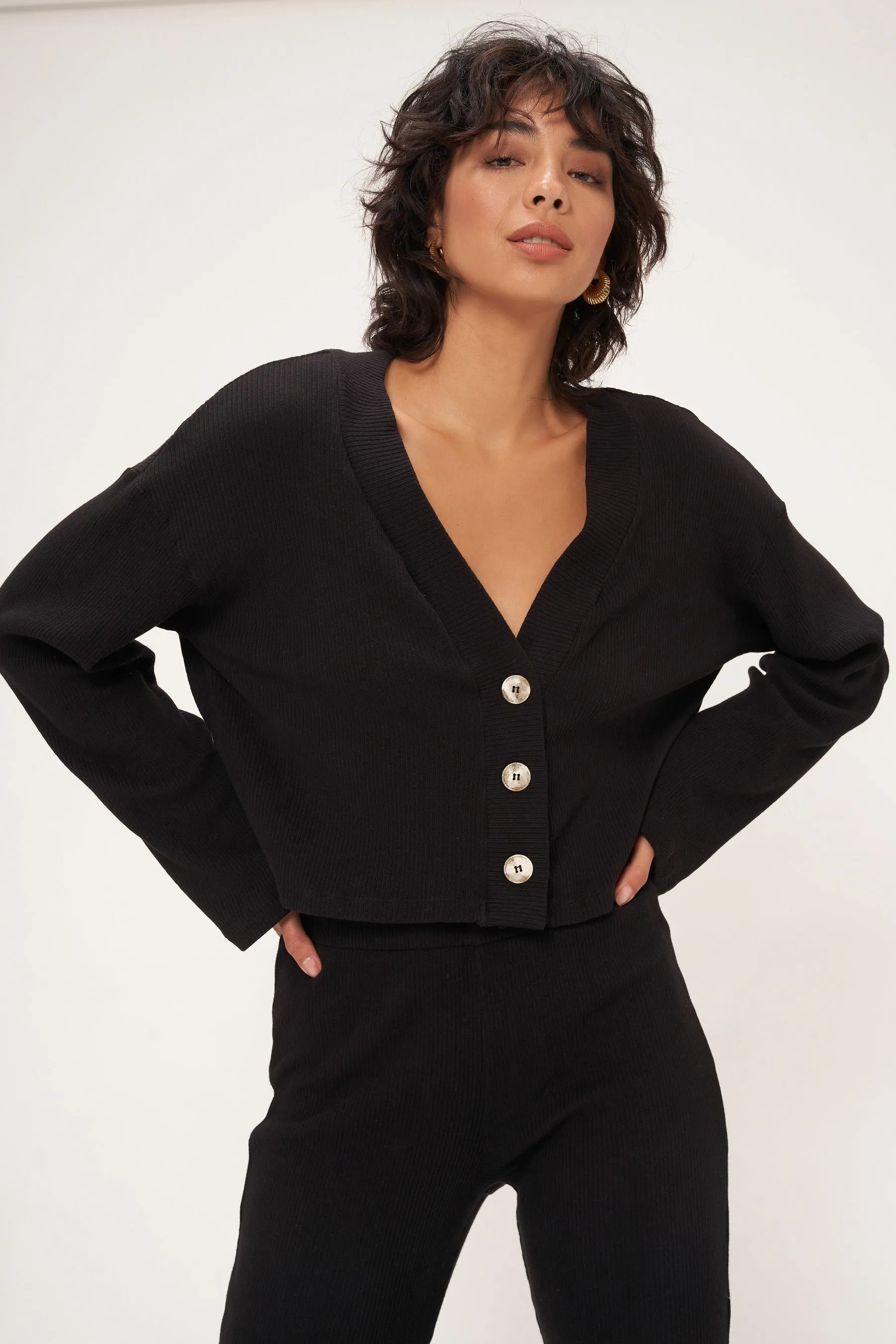 Dylan Rib Button Front Cardi