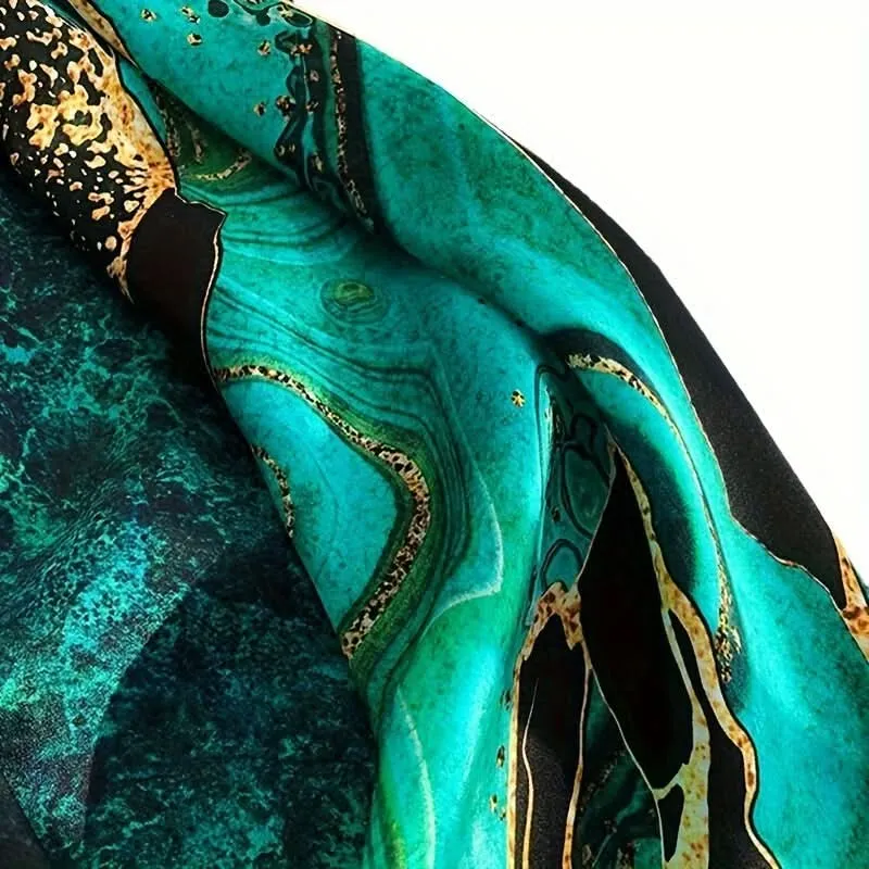 Elegant Bohemian Chic Green Mulberry Silk Square Scarf