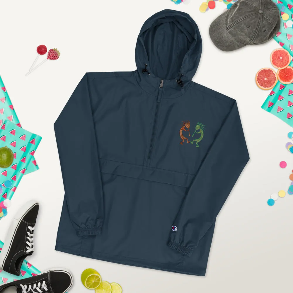 Embroidered Champion Packable Jacket Kokopelli Twins