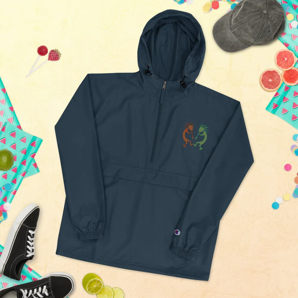 Embroidered Champion Packable Jacket Kokopelli Twins