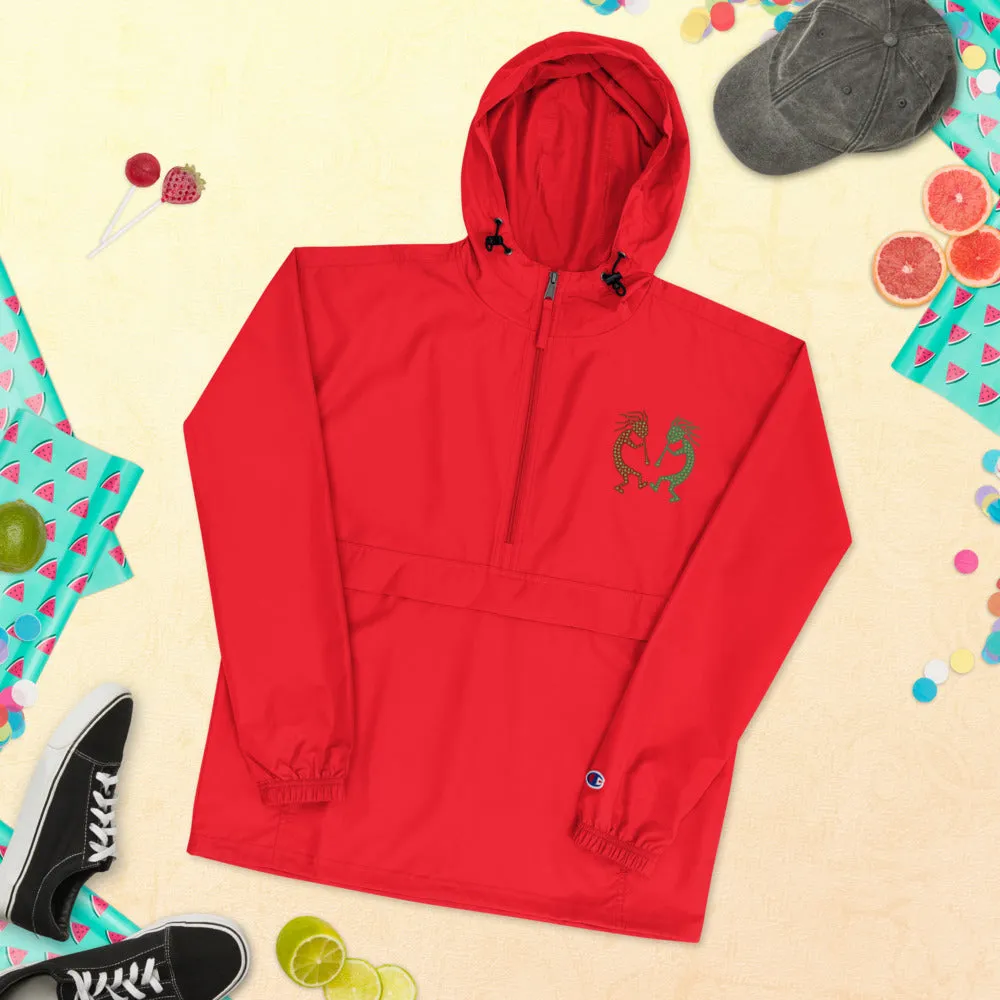 Embroidered Champion Packable Jacket Kokopelli Twins
