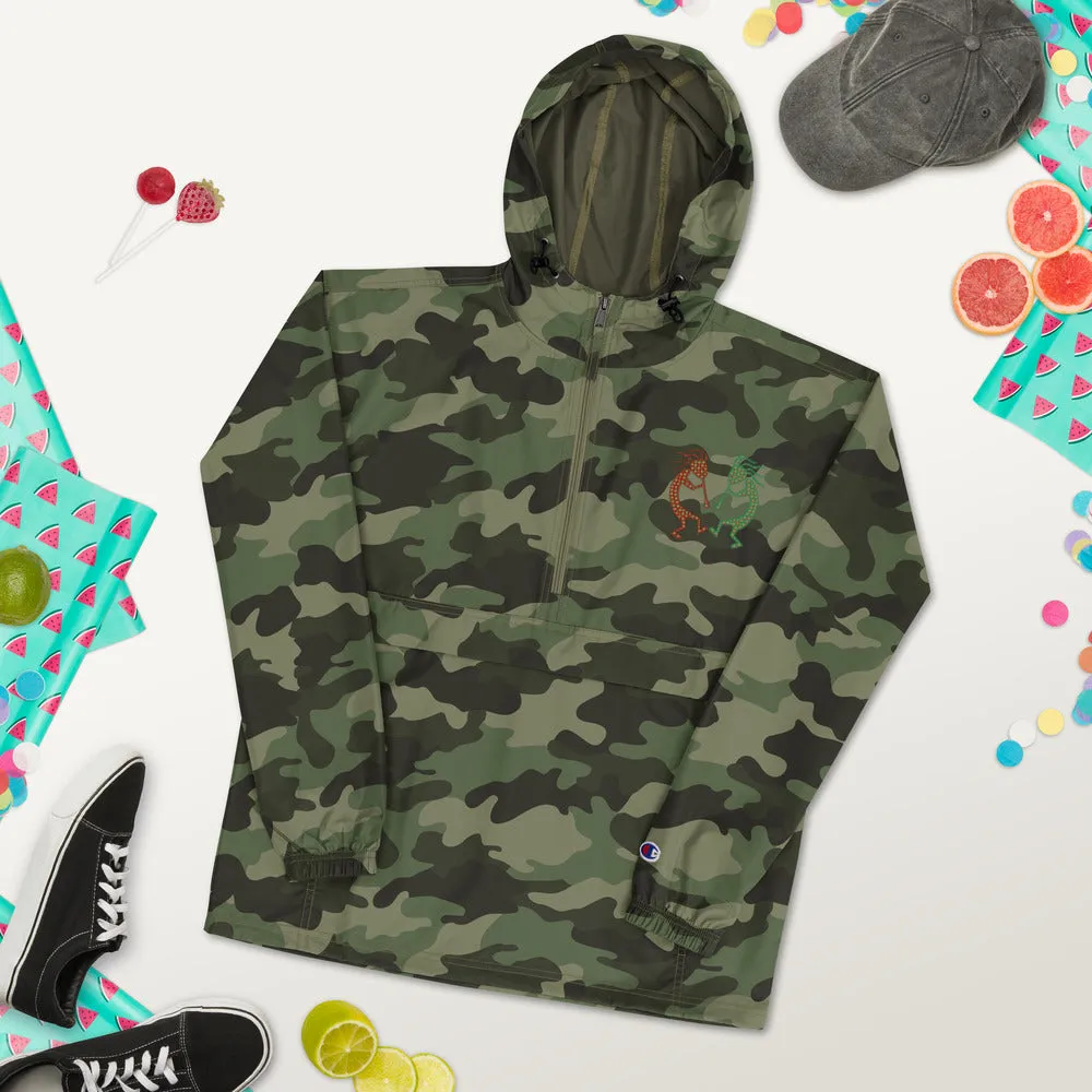 Embroidered Champion Packable Jacket Kokopelli Twins