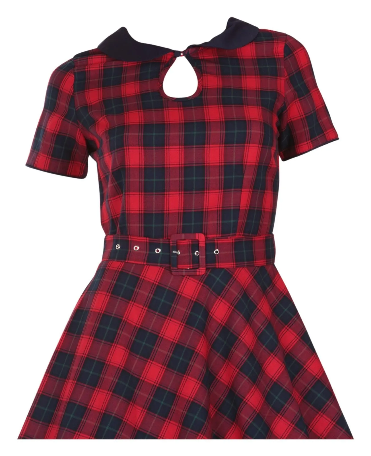 Evelyn Retro Check Swing Dress in Red