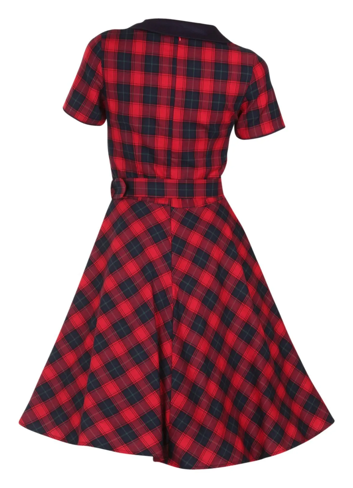 Evelyn Retro Check Swing Dress in Red