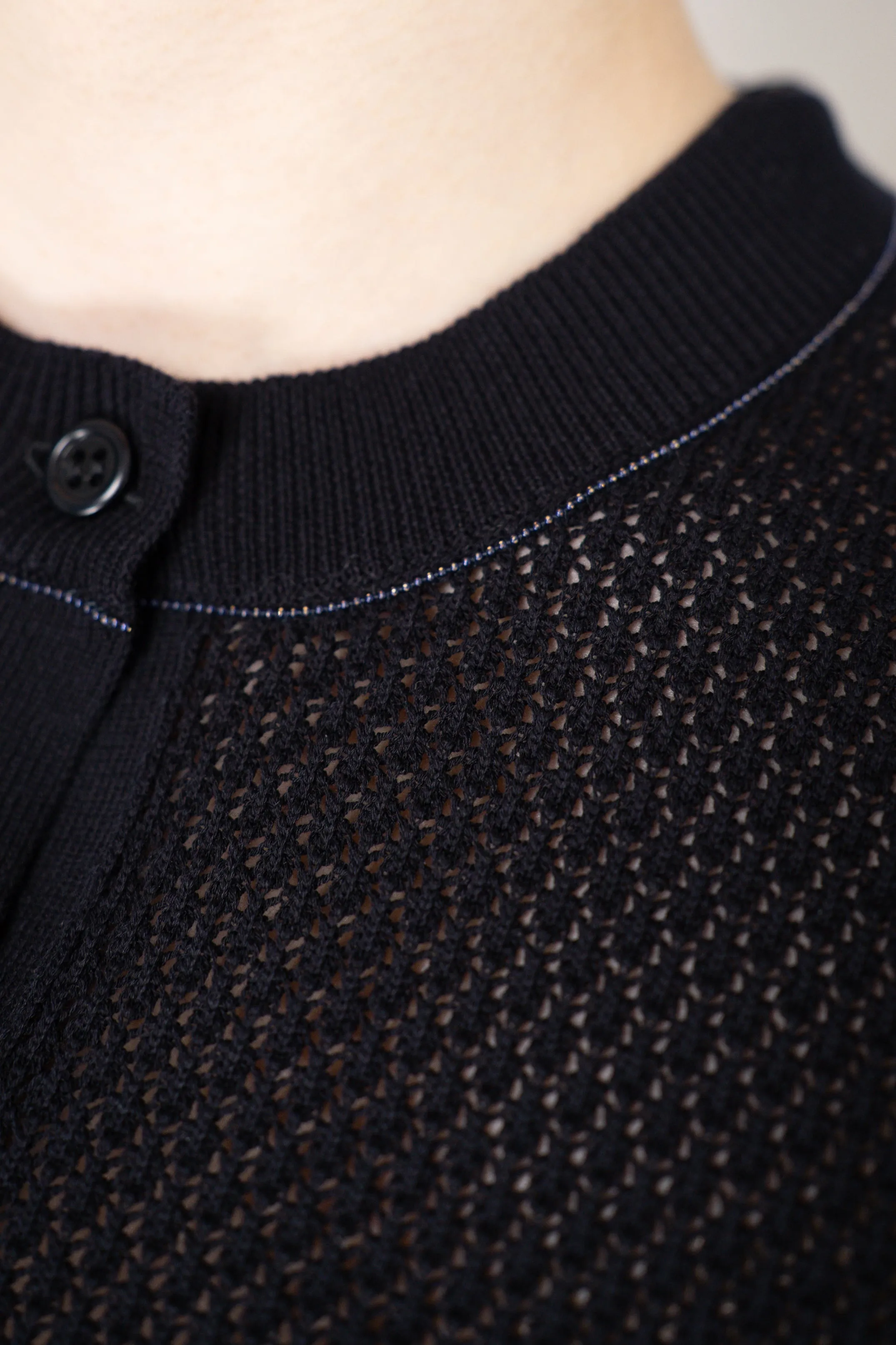 Fabiana Filippi Open-Weave Knit Cardigan Top in Navy