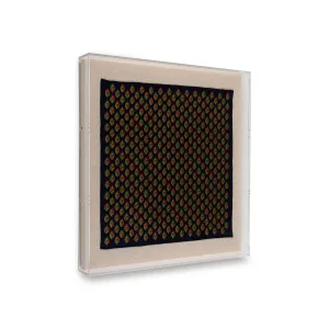 Framed Gucci Patterned G Squares Scarf Blue and Red in a 20x20x2 Shadowbox
