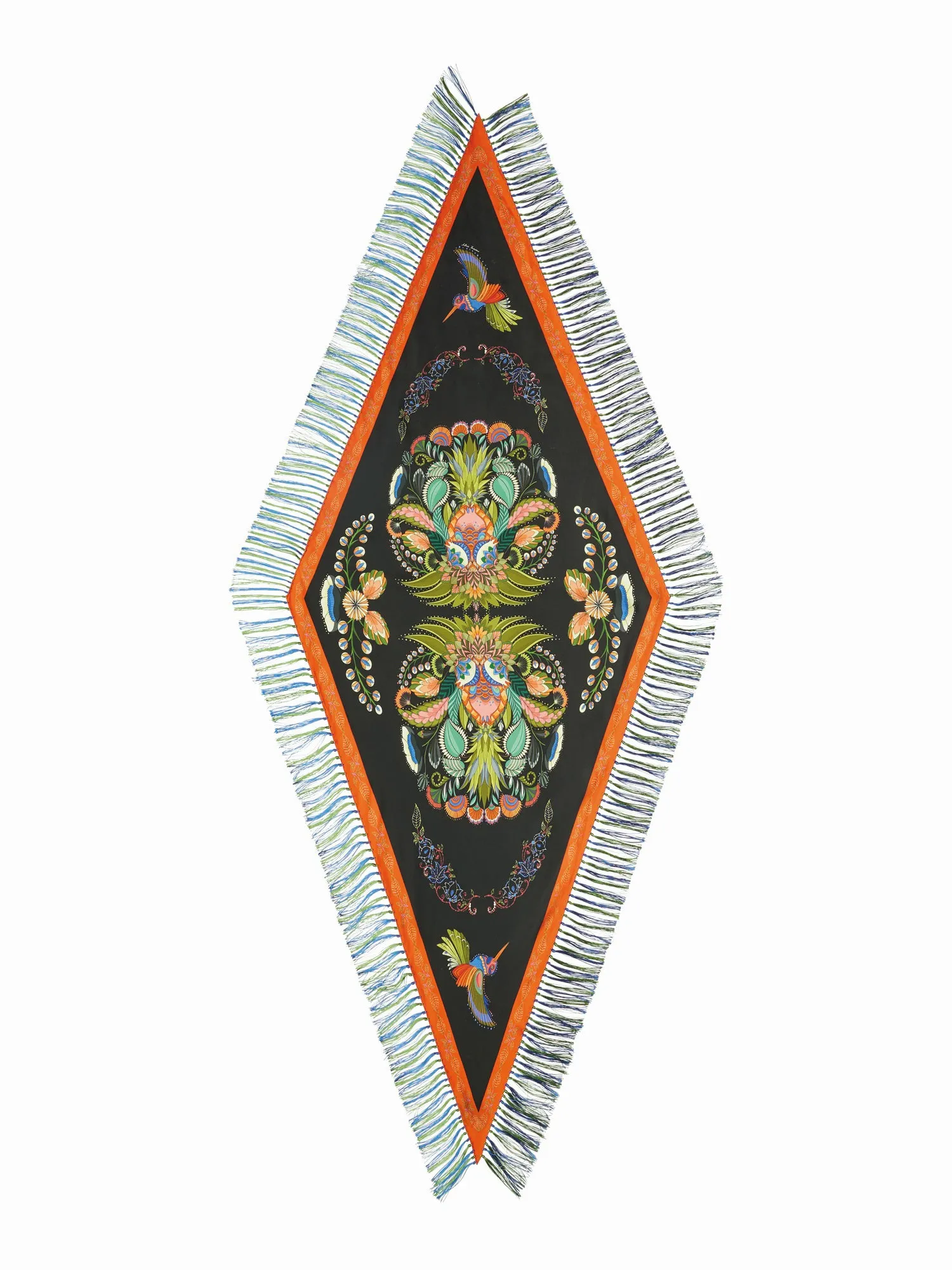 FRANCO FERRARI - RHOMBUS SILK FRINGE SCARF