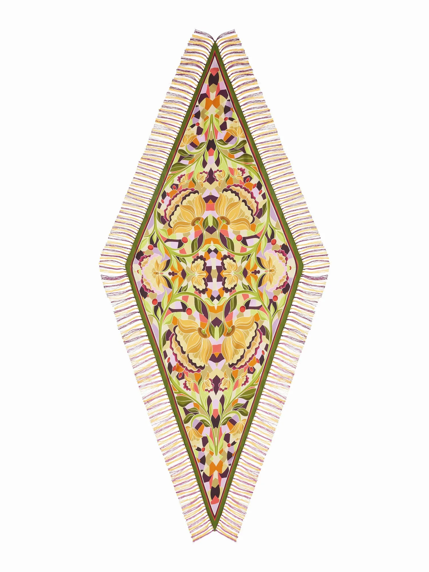 FRANCO FERRARI - RHOMBUS SILK FRINGE SCARF