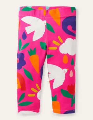 Fun Cropped Leggings-Tickled Pink Happy Dino