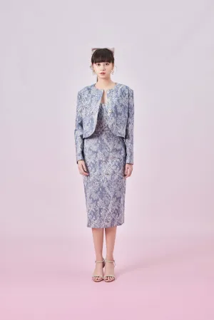 Gabrila Blue Denim Print Pencil Skirts