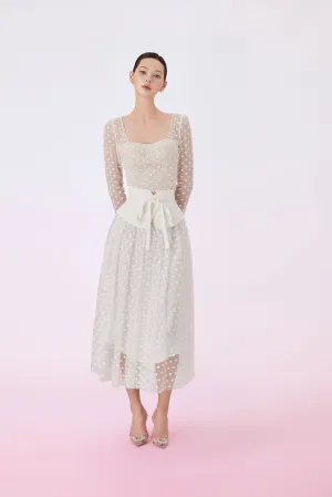 Ginnie White Heart Lace Long Skirt