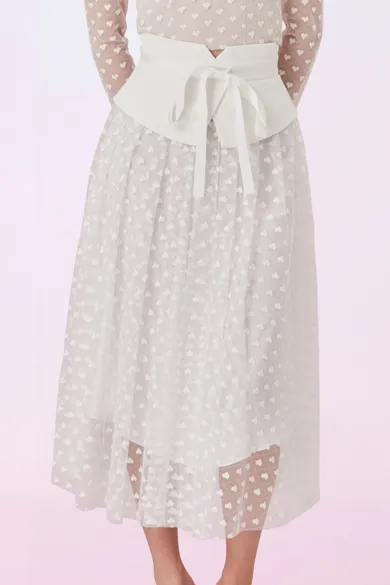 Ginnie White Heart Lace Long Skirt