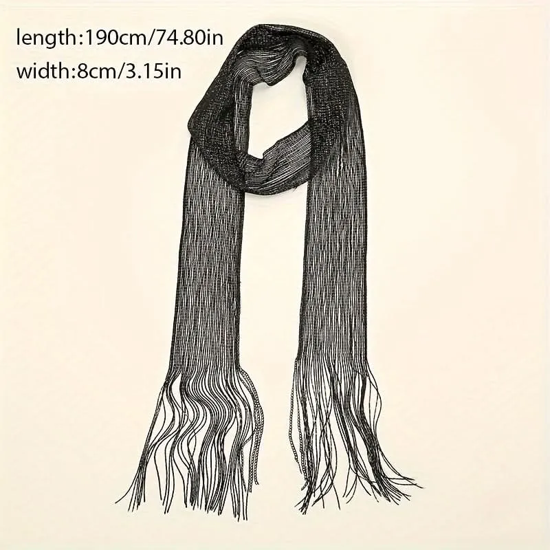 Glittering 3-Piece Metallic Mesh Scarf Set – Golden, Silvery & Black