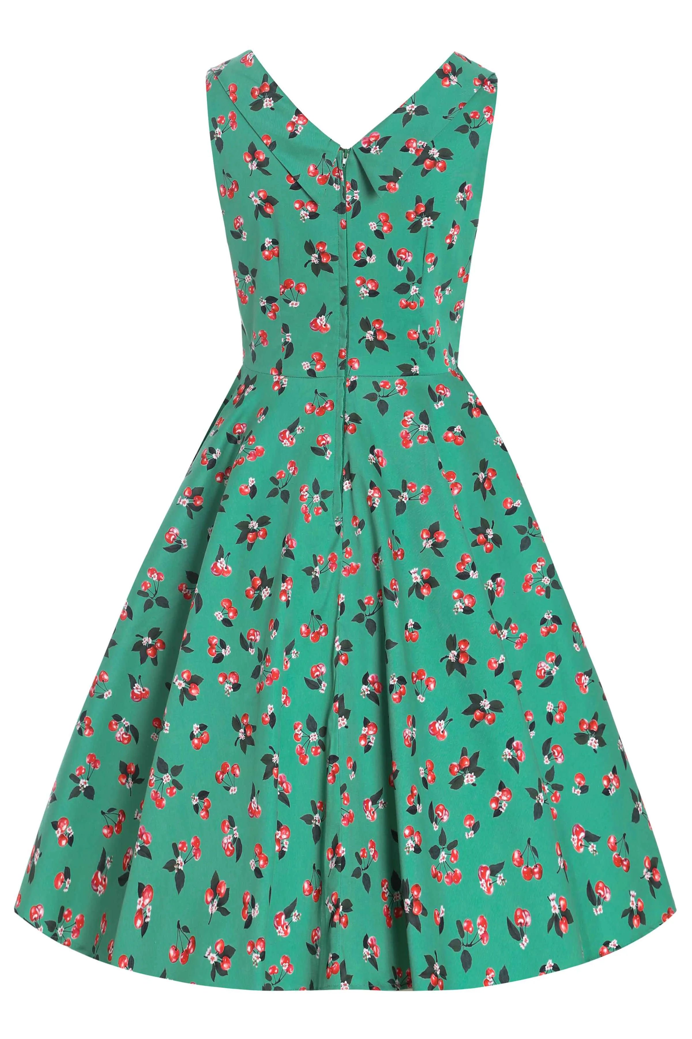 Grace Green Cherry Pleated Bust Dress