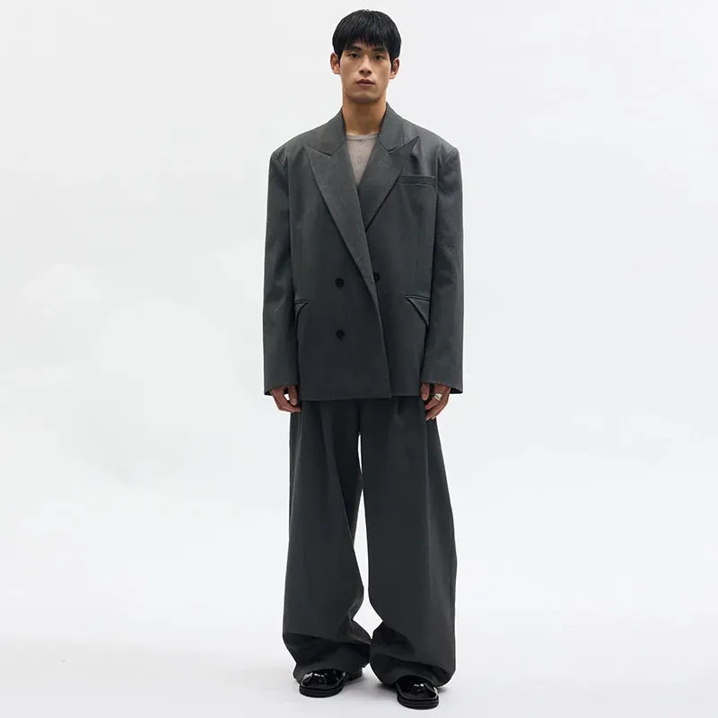 Gray Double-Breasted Suit