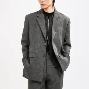 Gray Plaid Suit Jacket