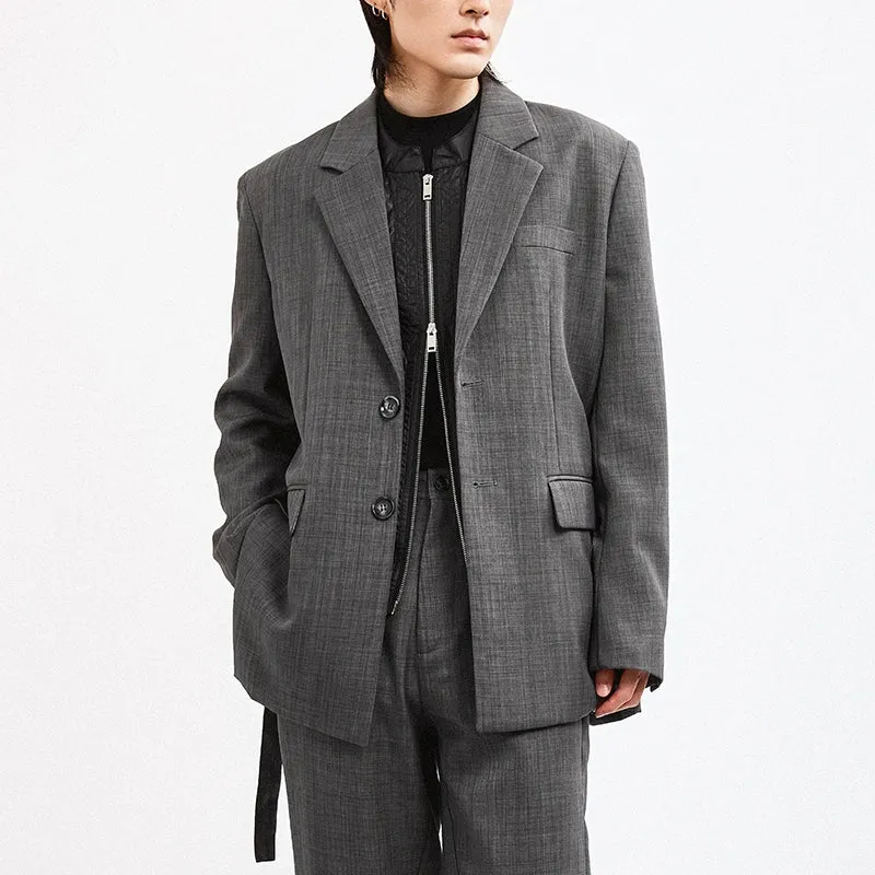 Gray Plaid Suit Jacket