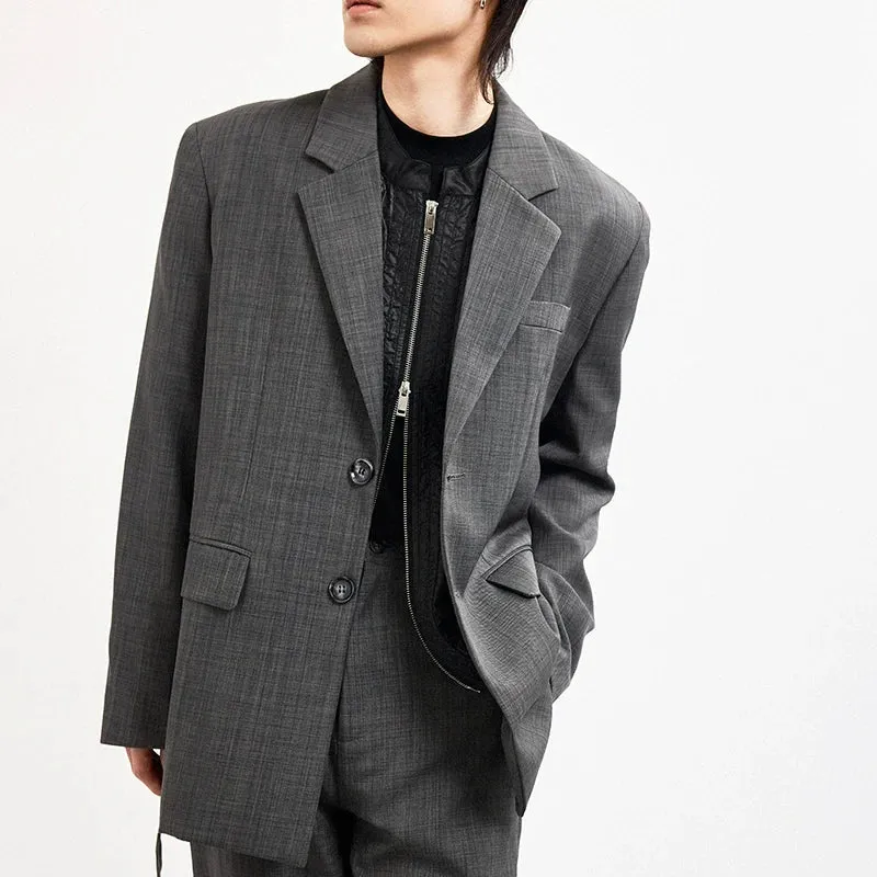 Gray Plaid Suit Jacket