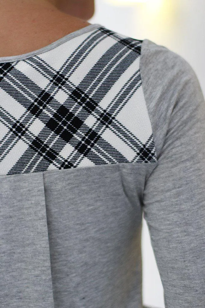 Gray Plaid Top