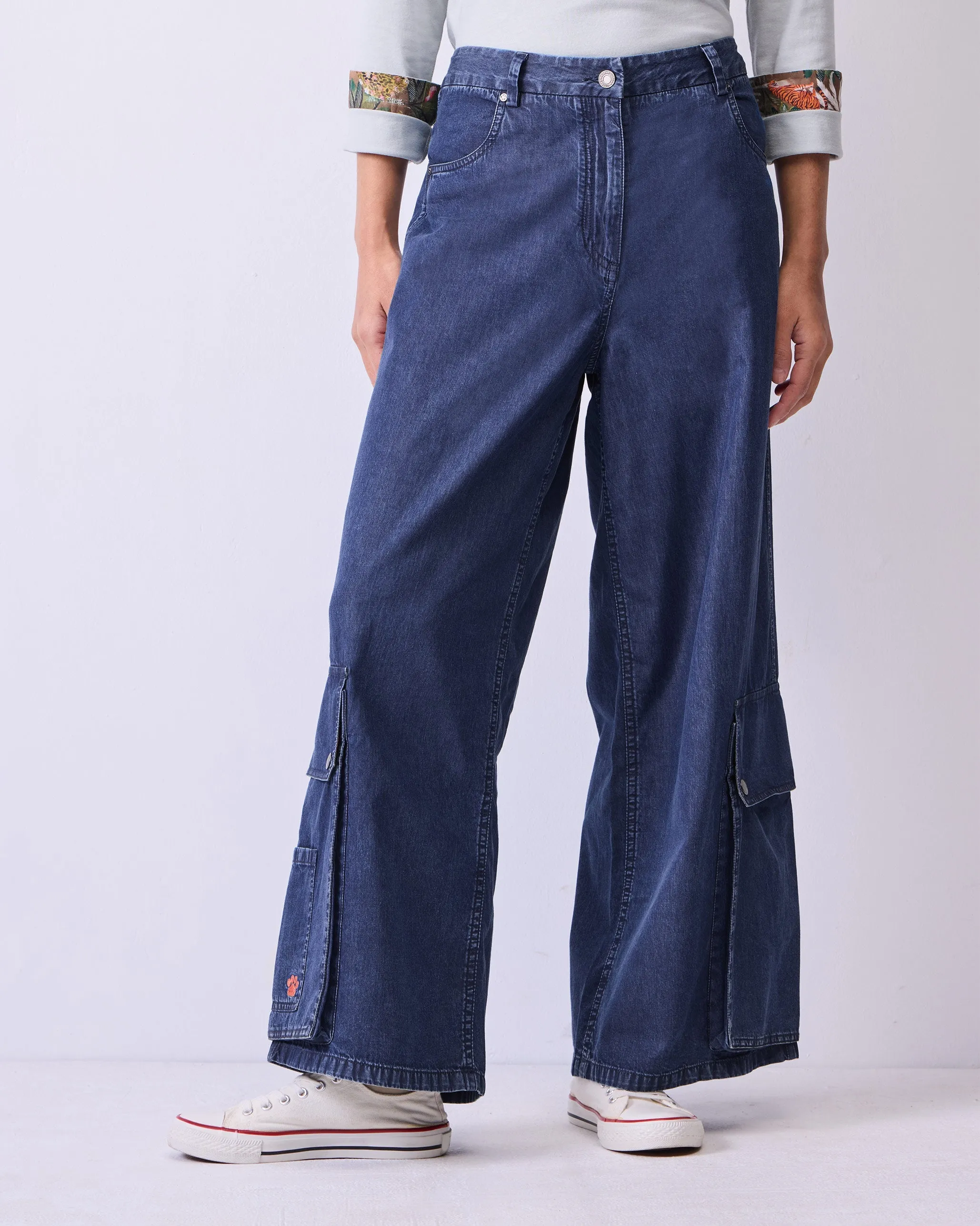Hem Pocket Pants - Denim