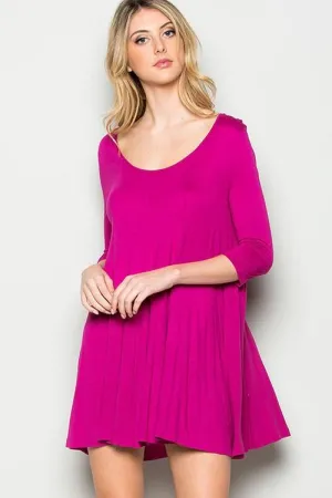 “I Feel Pretty” Swing Dress in Fuchsia
