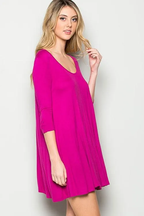 “I Feel Pretty” Swing Dress in Fuchsia