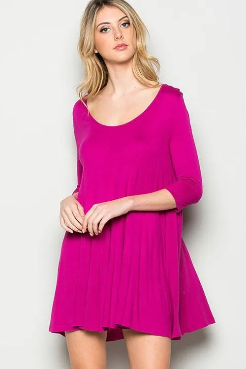 “I Feel Pretty” Swing Dress in Fuchsia