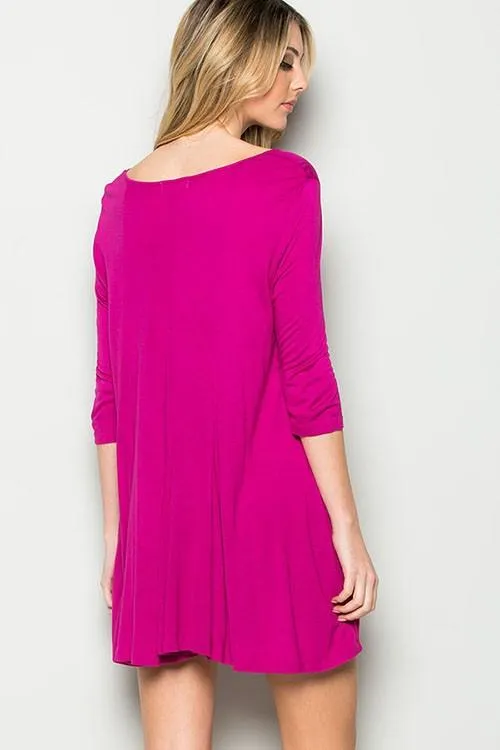 “I Feel Pretty” Swing Dress in Fuchsia