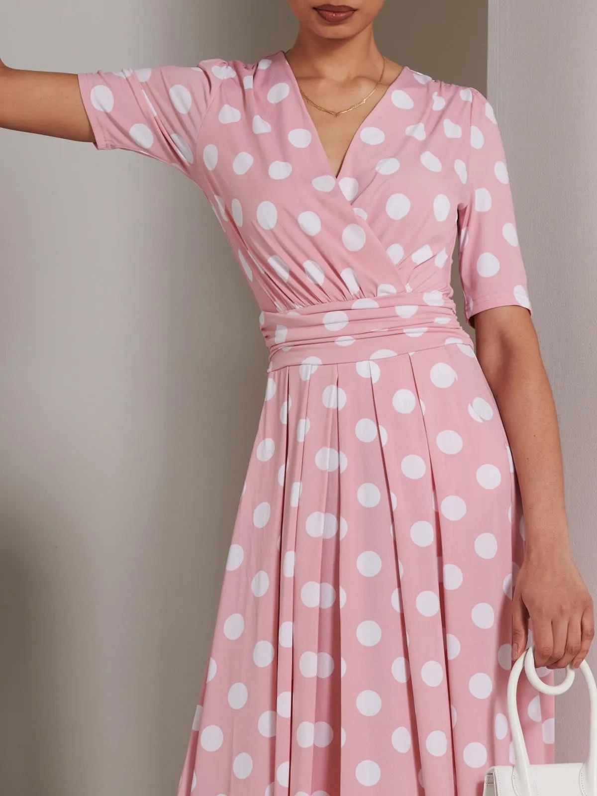 Jolie Moi Odelia Wrap Front Maxi Dress, Light Pink