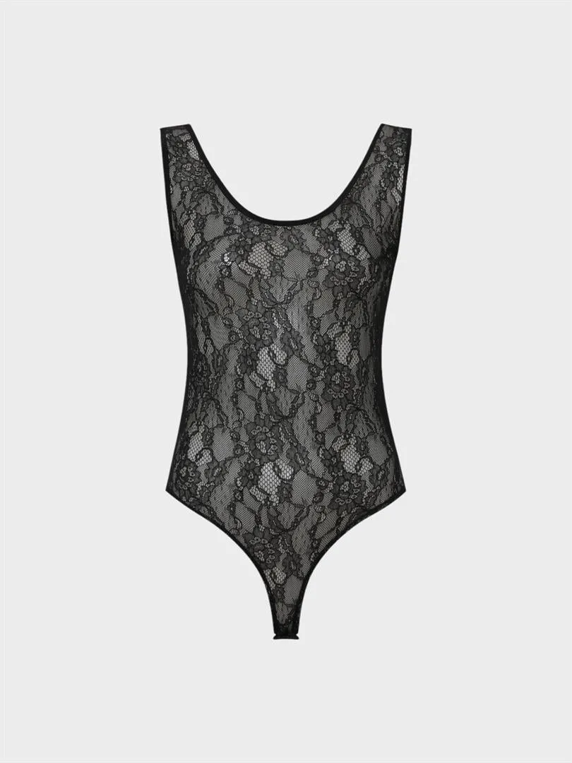 Lace Crew Neck Body - Black