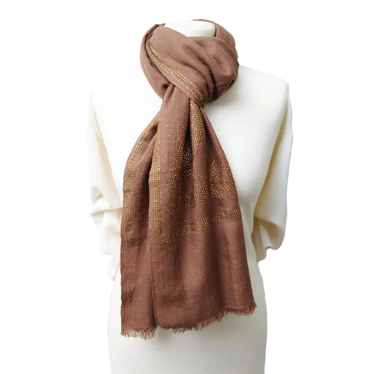 Large Pashmina Stole With Swarovski Crystals Design