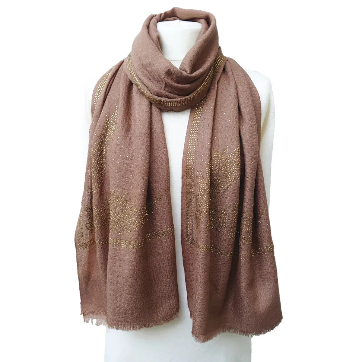 Large Pashmina Stole With Swarovski Crystals Design