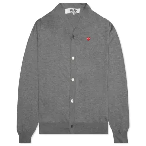 Little Red Heart Cardigan - Grey