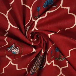 Maroon Bagru Print Cotton Fabric SCF-23862