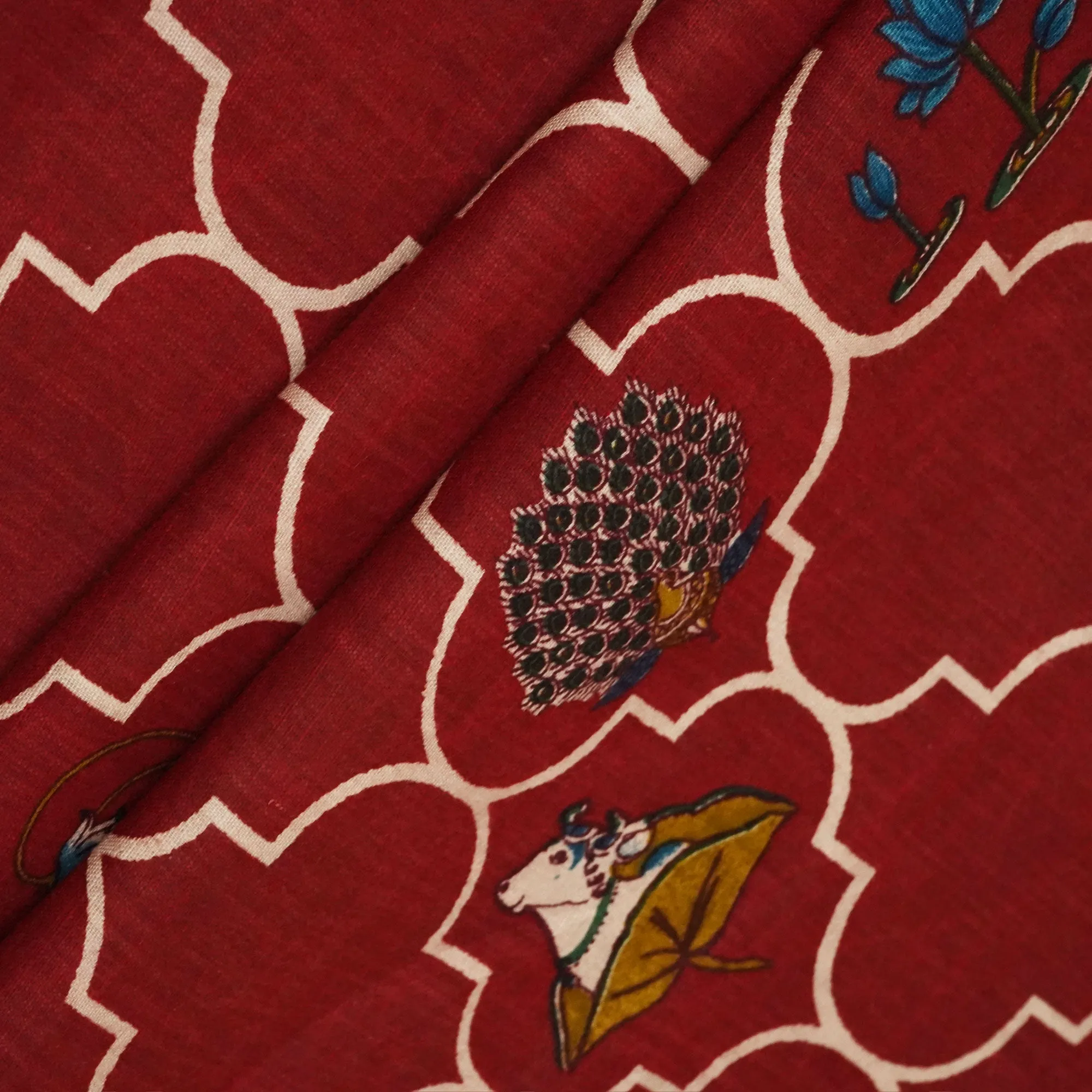 Maroon Bagru Print Cotton Fabric SCF-23862