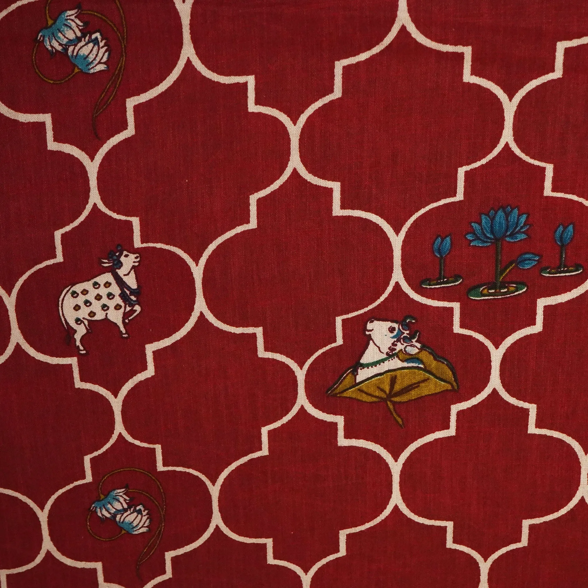 Maroon Bagru Print Cotton Fabric SCF-23862