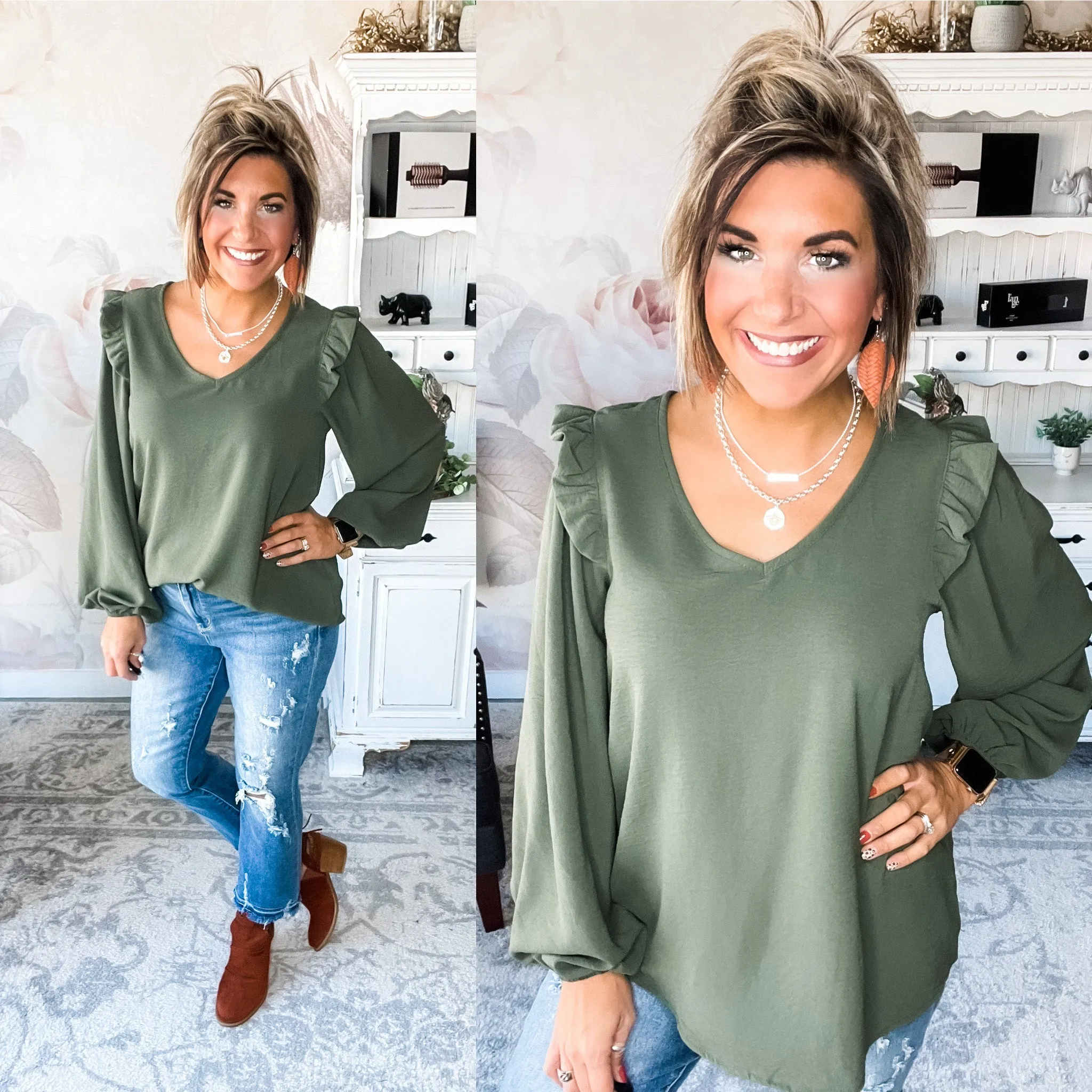 Memories Of Us Blouse - Olive