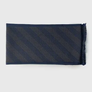 Micro Polka Dot Scarf 100% Silk Navy & Brown