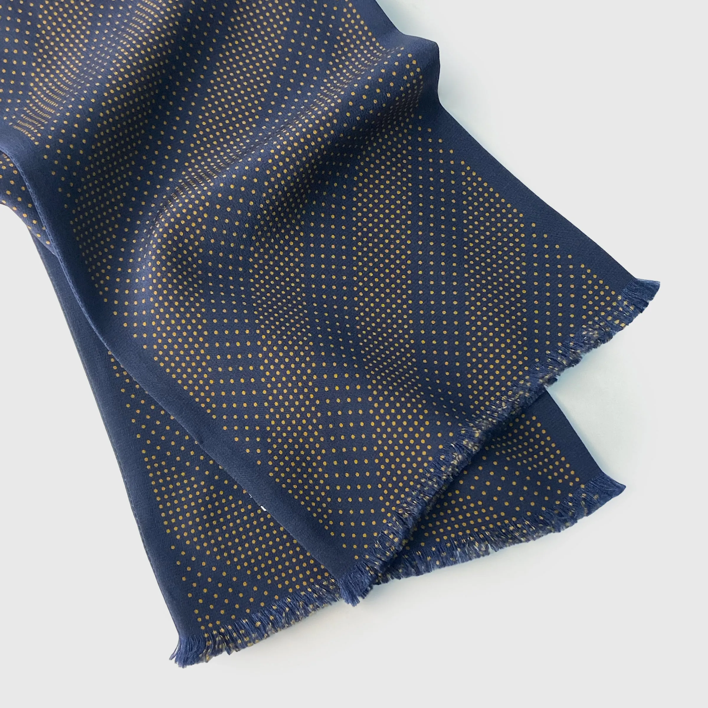 Micro Polka Dot Scarf 100% Silk Navy & Brown
